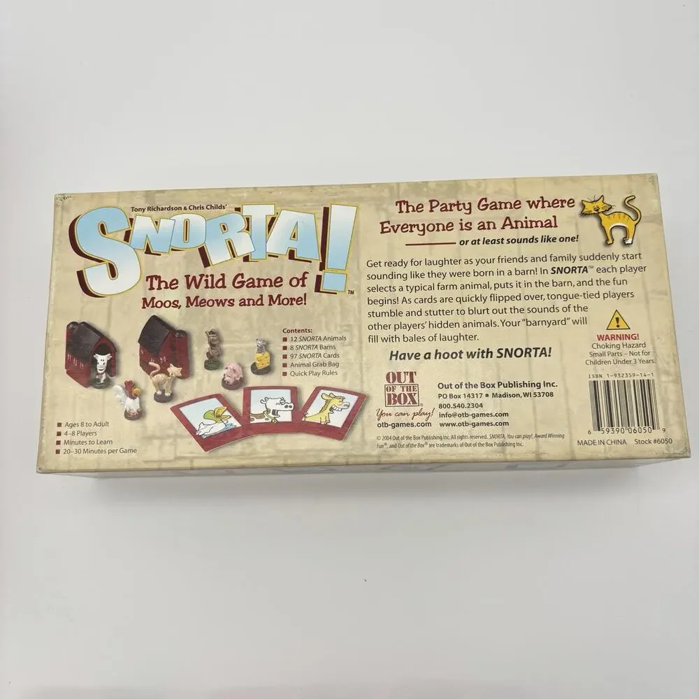 Snorta The Wild Game of Moos Meows & More 2004 VG Condition. 2 Pieces Missing